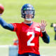 Seattle Seahawks quarterback Drew Lock (2) participates in an OTA workout at the Virginia Mason Athletic Center.